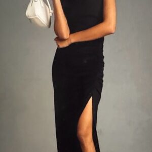 Anthropologie Elegant Black Sleeveless Ruched Dress New W Tags